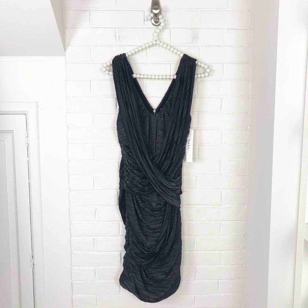 NWT Nicole Miller Sample Black Drape Formal Cocktail Dress Size 4